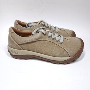 Keen Womens Presidio Sneakers Shoes Taupe Canvas US 6.5 Hiking Outdoors Beige